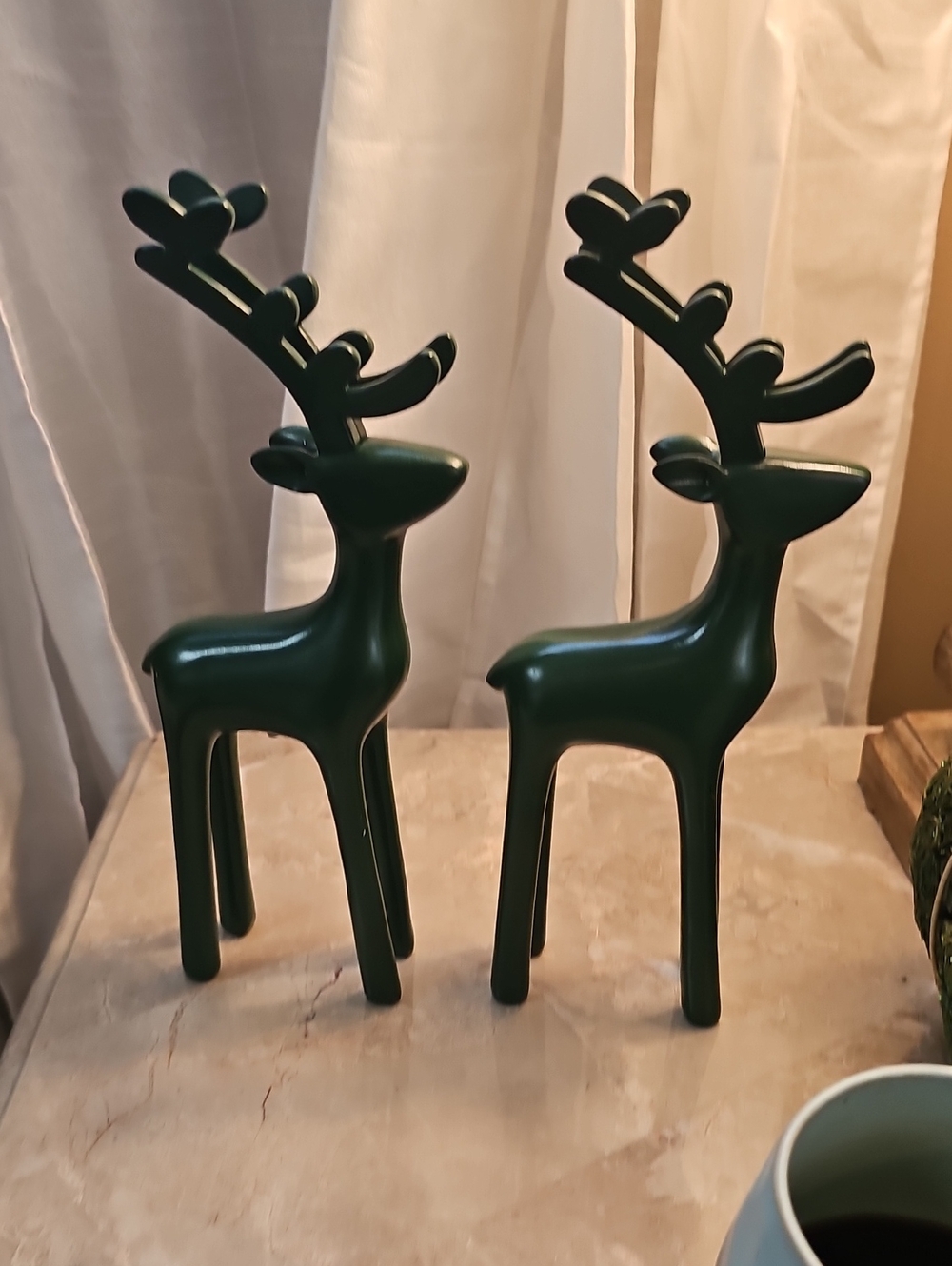 Green Decorative Reindeer Figurines - Home Holiday Set Of 2 Kelly Green